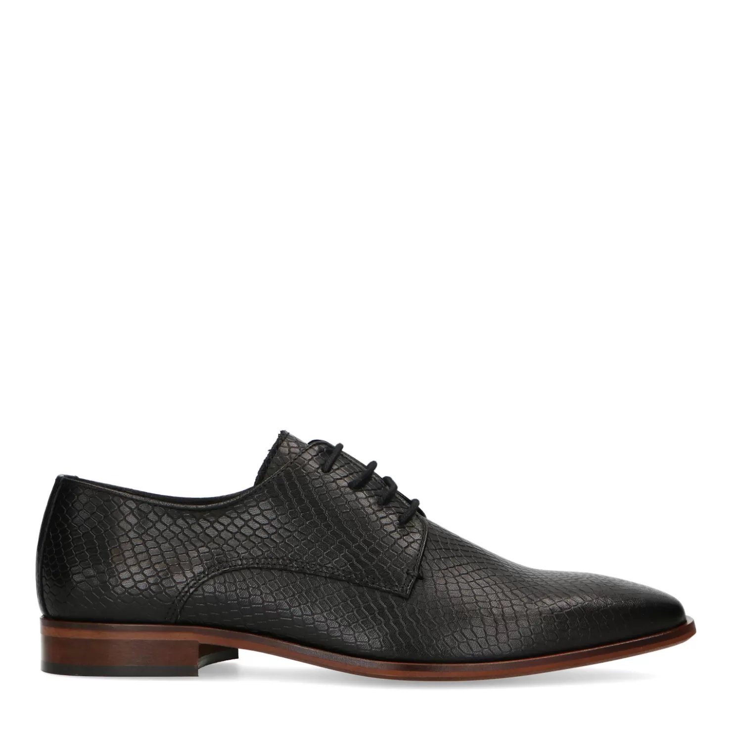 New Sacha Zwarte Leren Veterschoenen